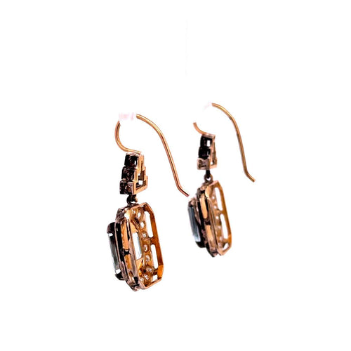 Boucles d'oreilles vintage en or, argent, aigues-marines et diamants 58 Facettes 50483