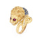 Bague 58 Bague lion vintage en or jaune 18 carats, diamants et rubis 58 Facettes G12697