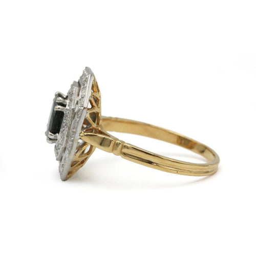 61 Art déco - Bague en or 18K, diamants et saphir 58 Facettes SA030