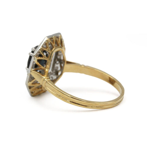 61 Art déco - Bague en or 18K, diamants et saphir 58 Facettes SA030