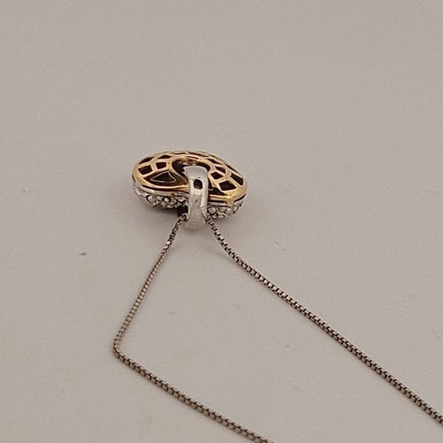 Collier cœur en or jaune et blanc avec brillants 58 Facettes 2909737