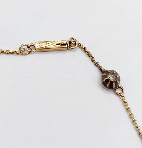 Bracelet victorien en or 18k, argent et diamants taille rose 58 Facettes A07480