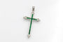 Pendentif croix en or blanc, émeraudes et diamants 58 Facettes 12400
