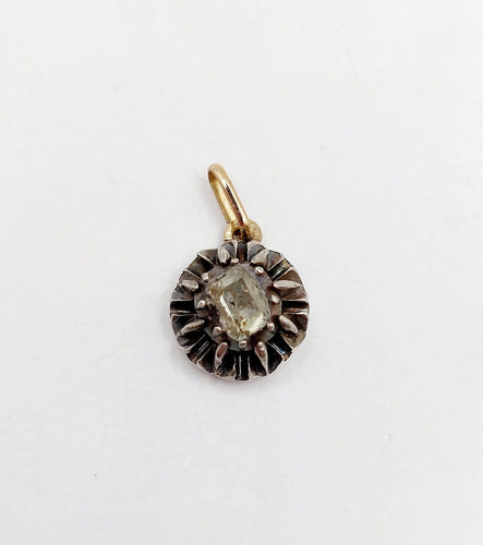 Pendentif victorien en or 18k, argent et diamant taille table 58 Facettes A07481