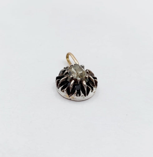 Pendentif victorien en or 18k, argent et diamant taille table 58 Facettes A07481