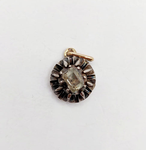 Pendentif victorien en or 18k, argent et diamant taille table 58 Facettes A07481
