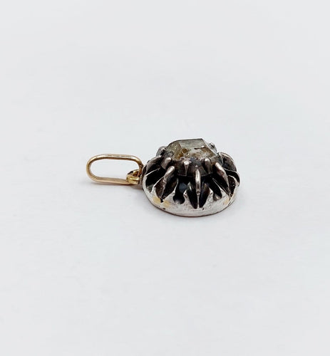 Pendentif victorien en or 18k, argent et diamant taille table 58 Facettes A07481
