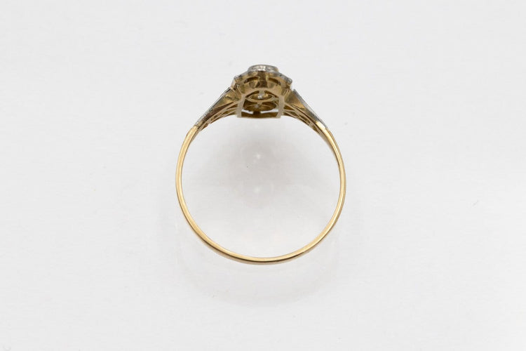 54 Art déco - Bague en or jaune, platine et diamants 58 Facettes 13443