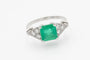 Bague 50 Bague en platine avec émeraude et diamants 58 Facettes 13449