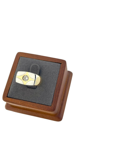 53 Chevalière - Bague en or blanc et jaune avec diamant 58 Facettes A2090