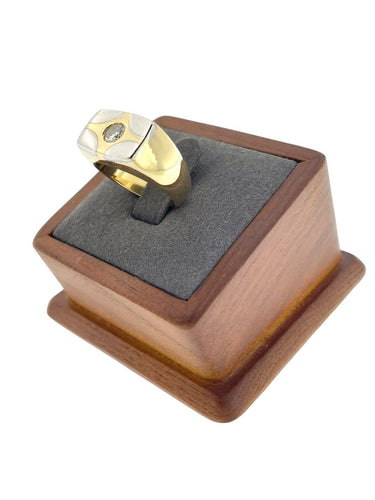53 Chevalière - Bague en or blanc et jaune avec diamant 58 Facettes A2090