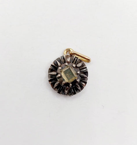 Pendentif victorien en or 18k, argent et diamant taille table 58 Facettes A07482