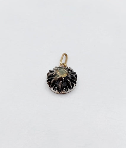 Pendentif victorien en or 18k, argent et diamant taille table 58 Facettes A07482