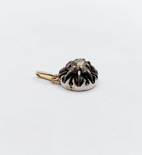 Pendentif victorien en or 18k, argent et diamant taille table 58 Facettes A07482