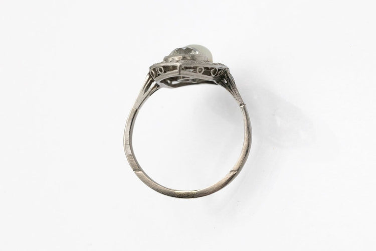 52 Art Déco - Bague en platine, diamant 0,80 ct et perle 58 Facettes 13416