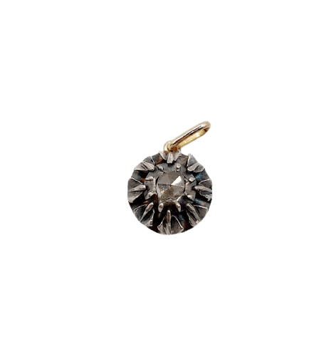 Pendentif victorien en or 18K, argent et diamant taille rose 58 Facettes A07483