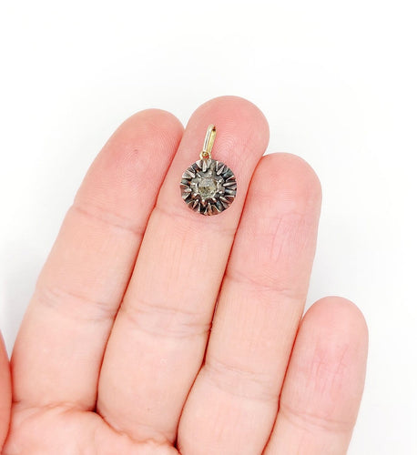 Pendentif victorien en or 18K, argent et diamant taille rose 58 Facettes A07483