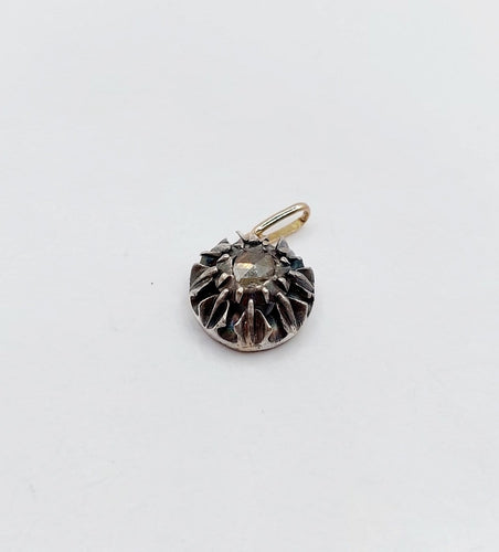 Pendentif victorien en or 18K, argent et diamant taille rose 58 Facettes A07483