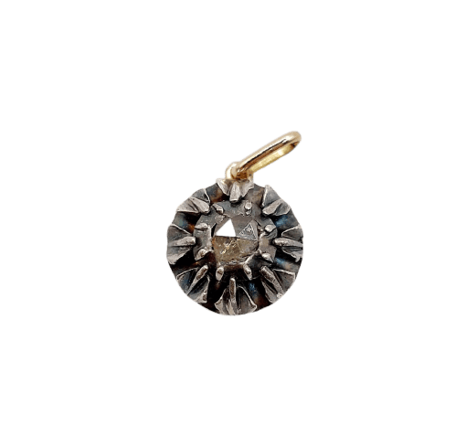 Pendentif victorien en or 18K, argent et diamant taille rose 58 Facettes A07483