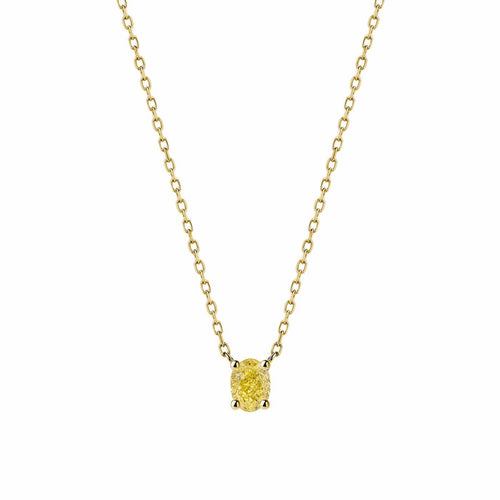 Collier en or 18 carats et diamant jaune ovale 0,50 ct 58 Facettes GPD1023YG-1