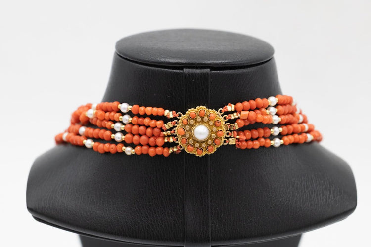 Collier ancien en corail, perles et or jaune 58 Facettes 13475