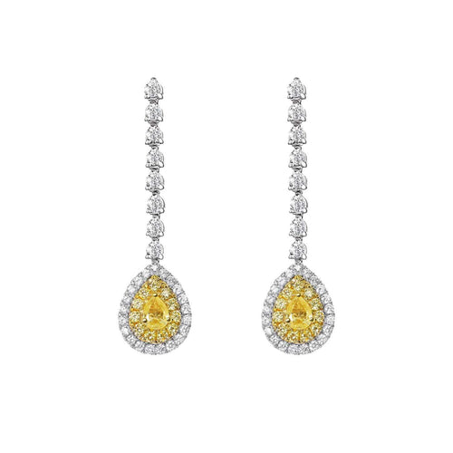 Boucles d'oreilles poire en or blanc 18K et diamants jaunes 58 Facettes GER1344WG