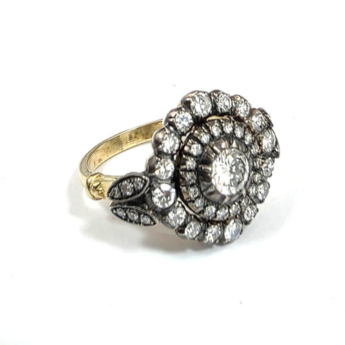 53 Bague en or jaune et argent avec diamants 58 Facettes 444/26 A