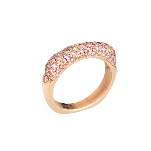 Bague 50 Bague pavée carrée en or rose 14k et saphirs roses 58 Facettes G13034