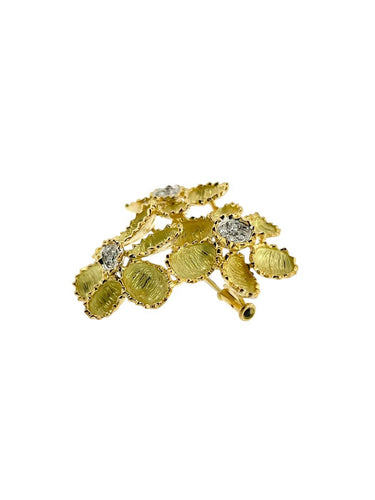 Ensemble boucles d'oreilles et pendentif-broche en or jaune, or blanc et diamants 58 Facettes PA1522