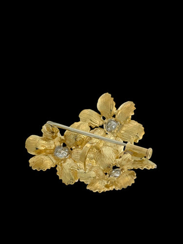 Ensemble boucles d'oreilles et pendentif-broche en or jaune, or blanc et diamants 58 Facettes PA1522