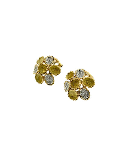 Ensemble boucles d'oreilles et pendentif-broche en or jaune, or blanc et diamants 58 Facettes PA1522
