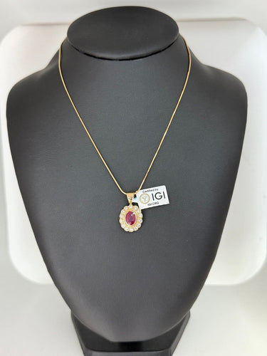 Pendentif en or jaune 18 carats avec rubis de Birmanie et diamants 58 Facettes P1912
