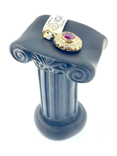 Pendentif en or jaune 18 carats avec rubis de Birmanie et diamants 58 Facettes P1912