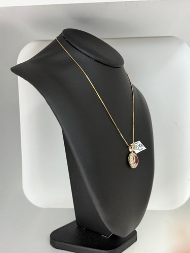 Pendentif en or jaune 18 carats avec rubis de Birmanie et diamants 58 Facettes P1912