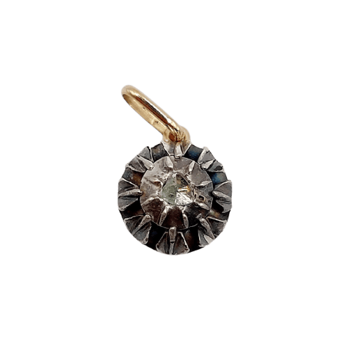 Pendentif victorien en or 18k, argent et diamant taille rose 58 Facettes A07484