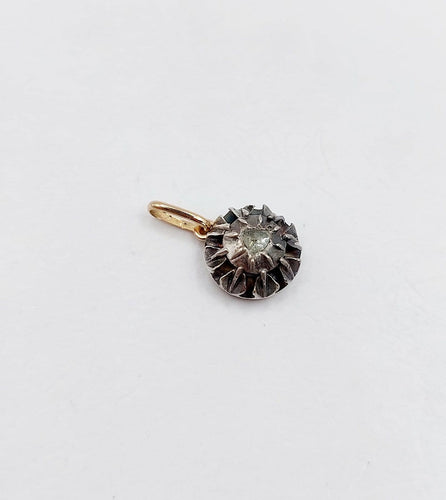 Pendentif victorien en or 18k, argent et diamant taille rose 58 Facettes A07484