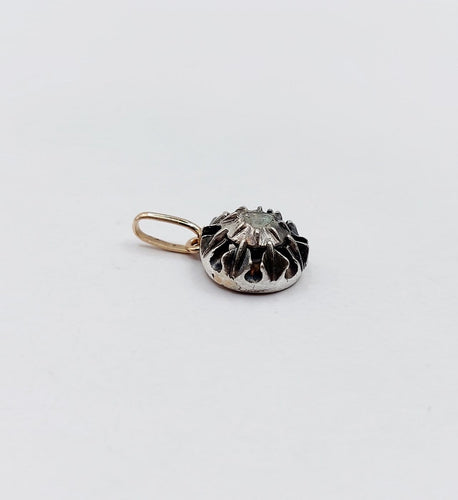 Pendentif victorien en or 18k, argent et diamant taille rose 58 Facettes A07484