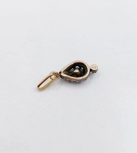 Pendentif victorien en or 18k, argent et diamant taille rose 58 Facettes A07485