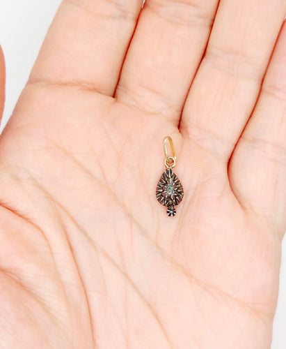 Pendentif victorien en or 18k, argent et diamant taille rose 58 Facettes A07485