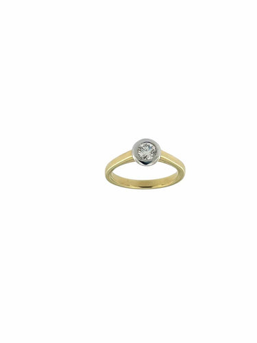 54 Bague solitaire HRD en or jaune et blanc avec diamant 58 Facettes A1909