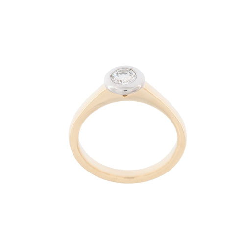 54 Bague solitaire HRD en or jaune et blanc avec diamant 58 Facettes A1909