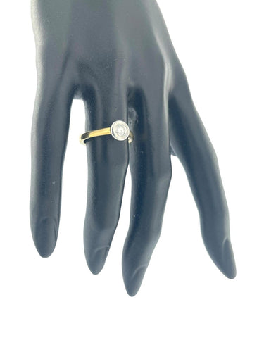 54 Bague solitaire HRD en or jaune et blanc avec diamant 58 Facettes A1909