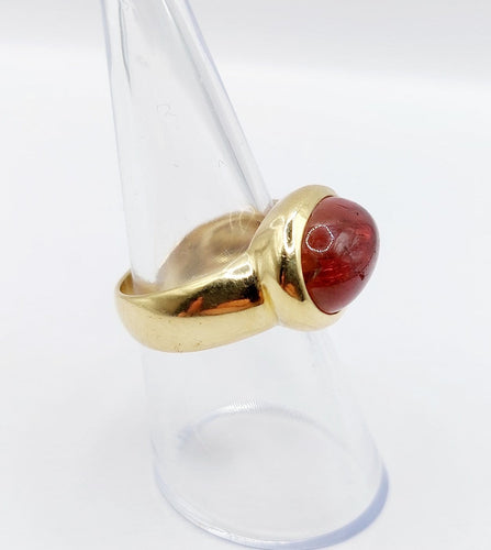 53 Bague cocktail vintage en or 18k et tourmaline cabochon 58 Facettes A07433