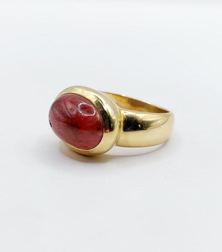 53 Bague cocktail vintage en or 18k et tourmaline cabochon 58 Facettes A07433