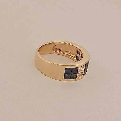51 Bague en or jaune avec saphirs et diamants 58 Facettes 2779540