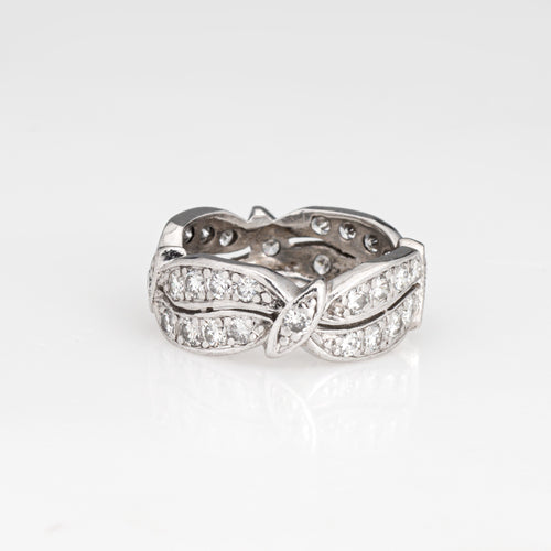 Bague 48 Bague éternité vintage - Alliance en platine 900 et diamants 58 Facettes G13401