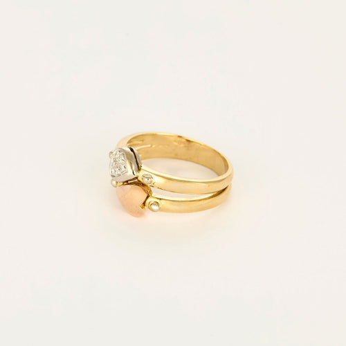 53.5 Bague double anneau cœurs en or et diamants 58 Facettes Bgdoublecoeur