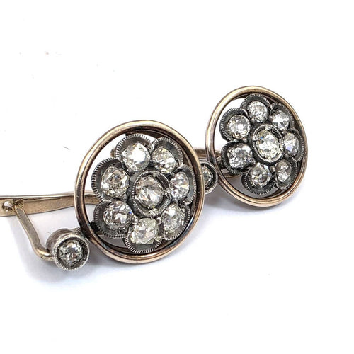 Boucles d'oreilles en or et argent avec diamants taille ancienne 58 Facettes 294/26 I