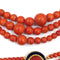 Collier trois rangs en corail avec fermoir en or jaune 18 kt 58 Facettes 221/26 H 114/26