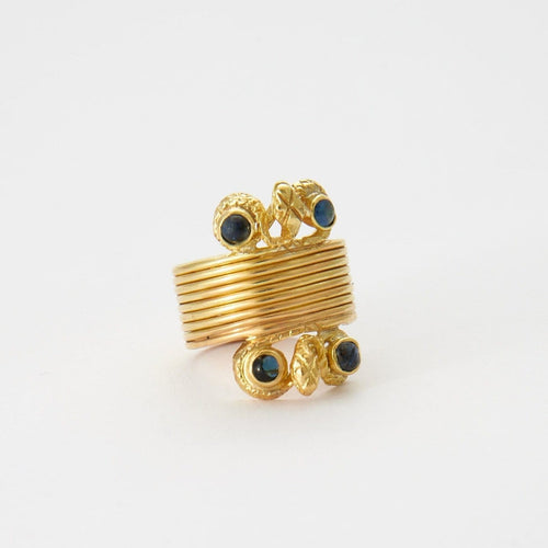 53 Bague serpents en or jaune 18K et saphirs 58 Facettes LOWO03-1